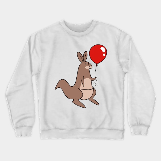 Red Balloon Kangaroo Crewneck Sweatshirt by saradaboru